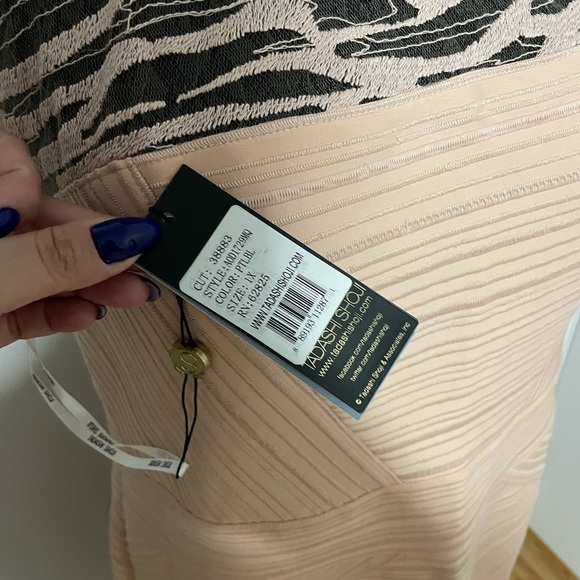 NWT Tadashi Shoji Sheer Illusion Embroidered Jersey Fitted Plus 1x Petal Bloom - Picture 4 of 4